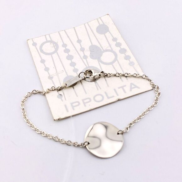 Designer Ippolita Sterling Silver Circle Wavy Disk Chain Link Bracelet 6.75" NWO - Picture 1 of 5